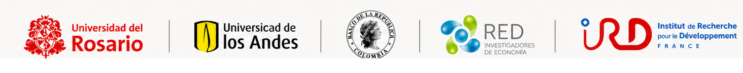 Universidad del Rosario, Universidad de los Andes, Banco de la Republica, RED Investigadores de Economia, and IRD logos